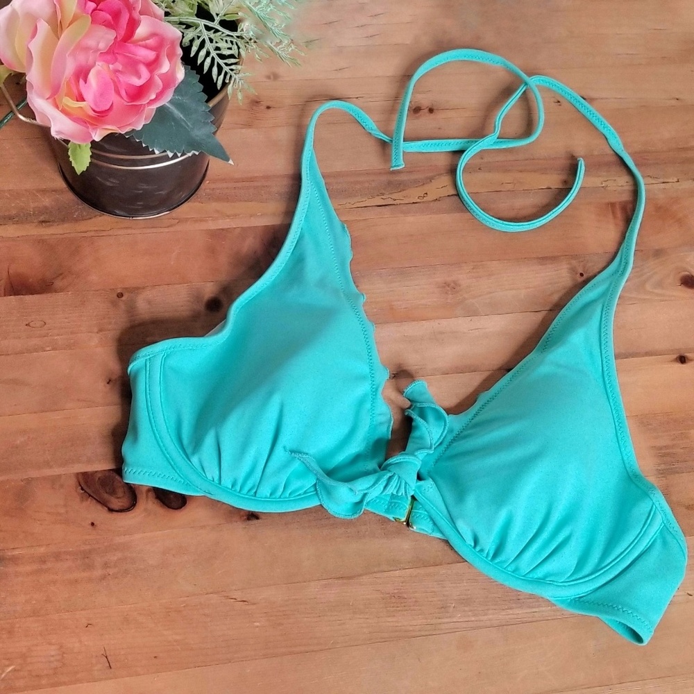 Victoria's Secret Teal Halter Bikini Top